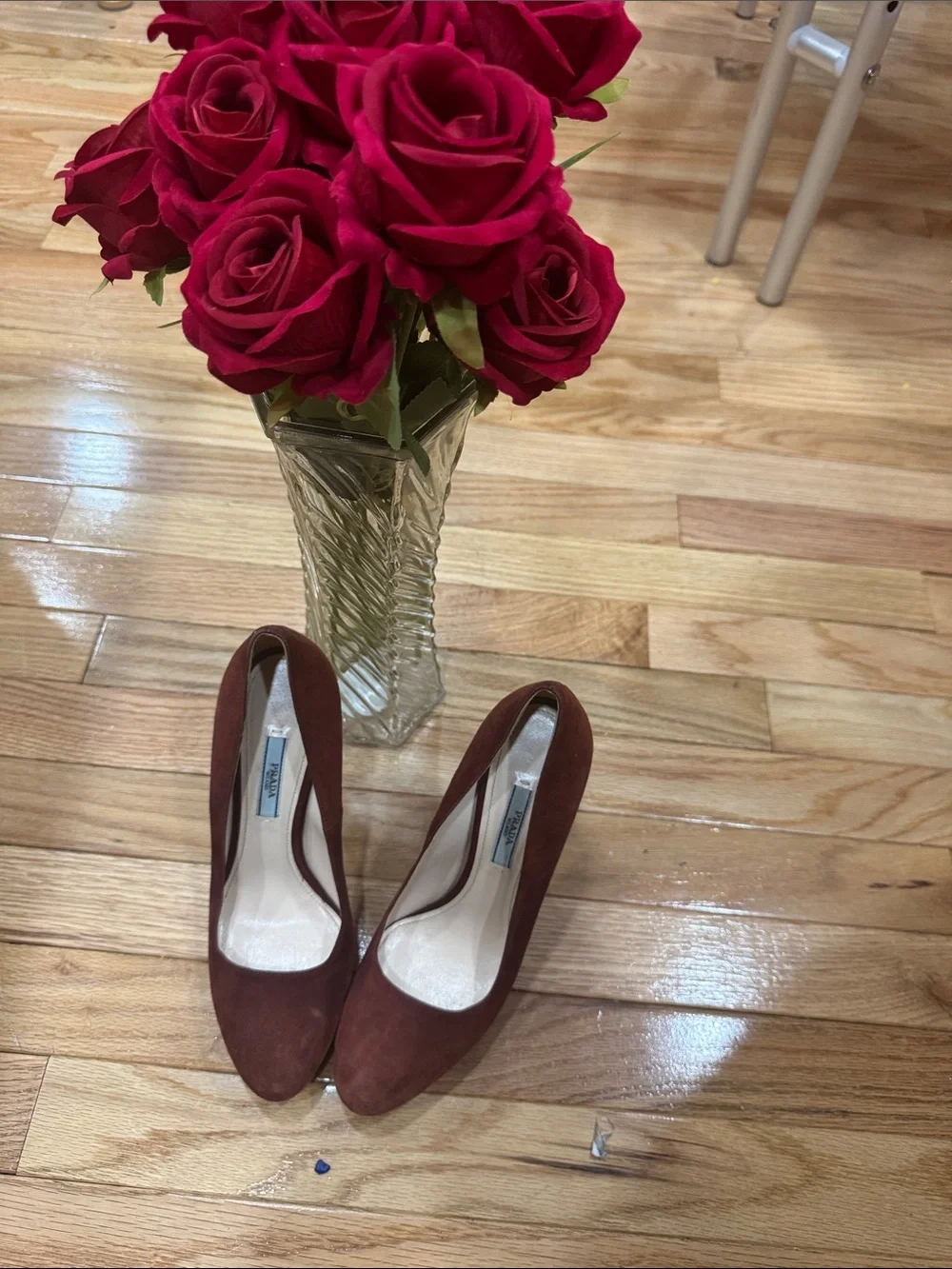 Prada Burgundy Suede Pumps